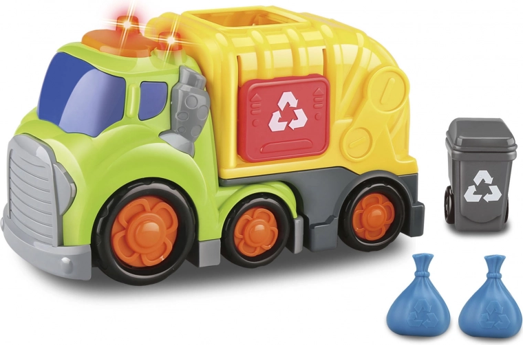 Kiddy szemetesautó fény- és hangeffektekkel, 19,5 cm, kukával