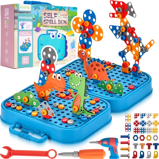 Csavarozható puzzle építőkészlet Dino 298 darab