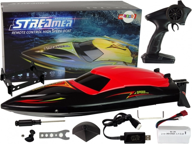 Gyors RC hajó 2,4 GHz piros 35 km/ó