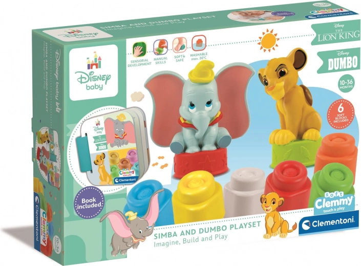Soft Clemmy puha kockák könyvvel DISNEY Szimba és Dumbo