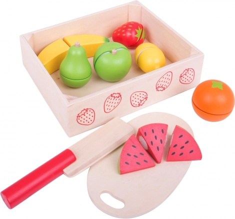 BIGJIGS TOYS fa szeletelhető gyümölcskészlet dobozban