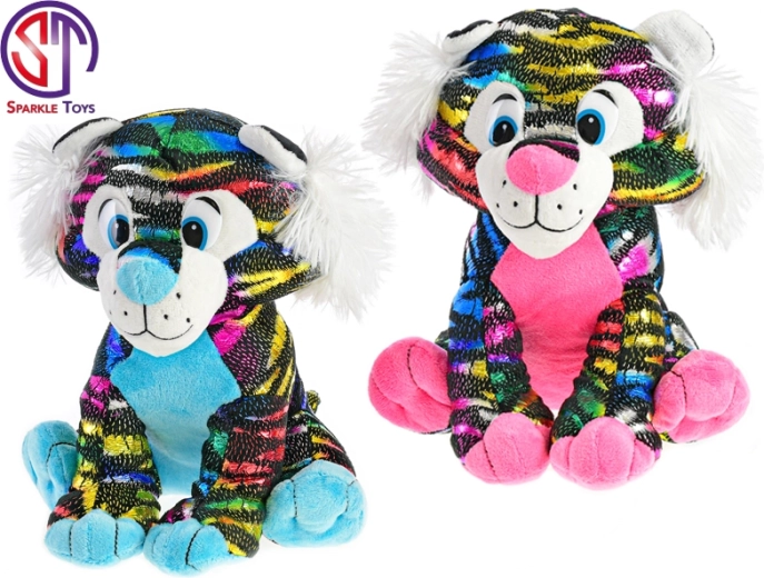 Ülő színes plüss tigris Star Sparkle 24 cm