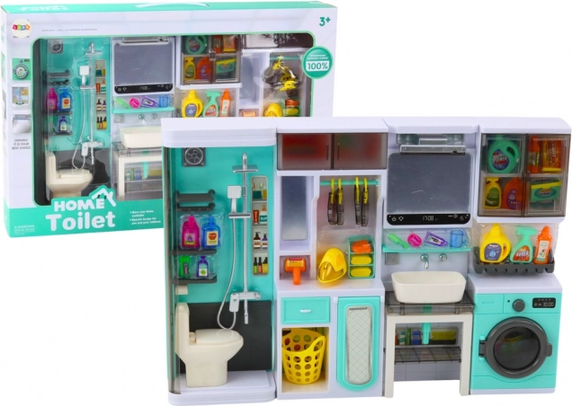 Gyerek fürdőszobai szett 4 az 1-ben – zuhany, WC, mosógép és kiegészítők