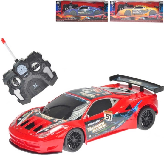 RC sportautó távirányítással 27 MHz, világítással, 23 cm - 1 db