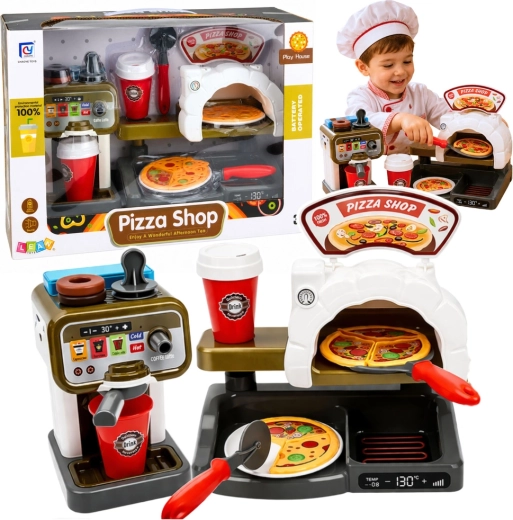 Gyerek pizzéria szett pizzakemencével és kávéfőzővel (Pizza Shop)