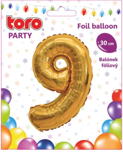 Fólia lufi 9-es szám, 30 cm, arany TORO