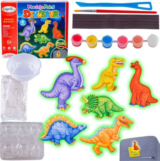 ColorDay kreatív készlet dinoszauruszos világító hűtőmágnesek készítéséhez (öntés és festés)