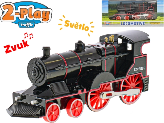 2-Play fém mozdony fénnyel és hanggal, 14 cm, felhúzós hátramenet