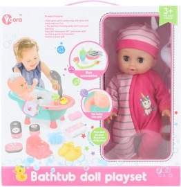 baba fürdőkádacskával és kiegészítőkkel 28 cm, hanggal