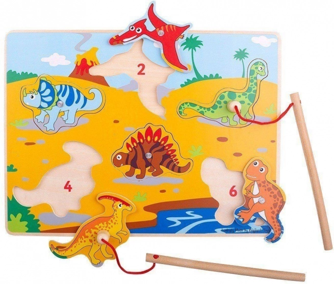 Bigjigs Toys Fa játék dinosaur ongózás