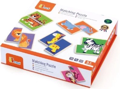 Fából készült párosító állatos puzzle
