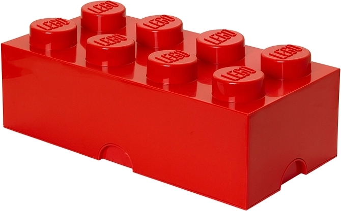 LEGO kocka alakú tárolódoboz, 8 bütyökkel, piros