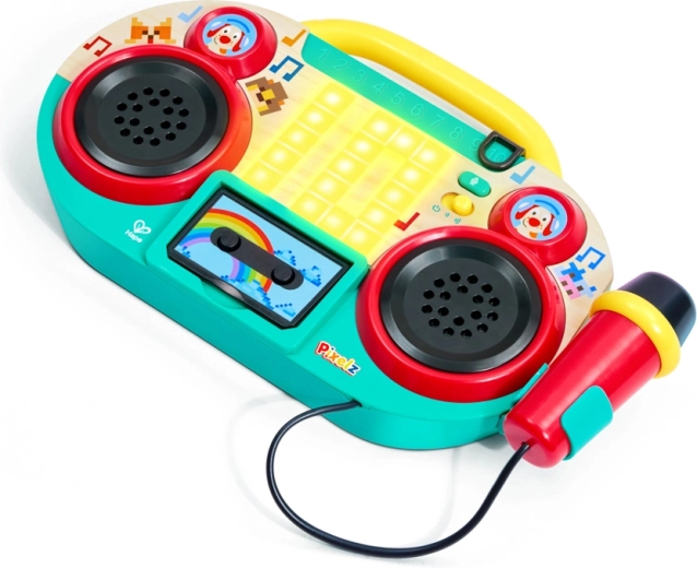 Pixelz boombox rádió mikrofonnal, fény- és hangeffektekkel