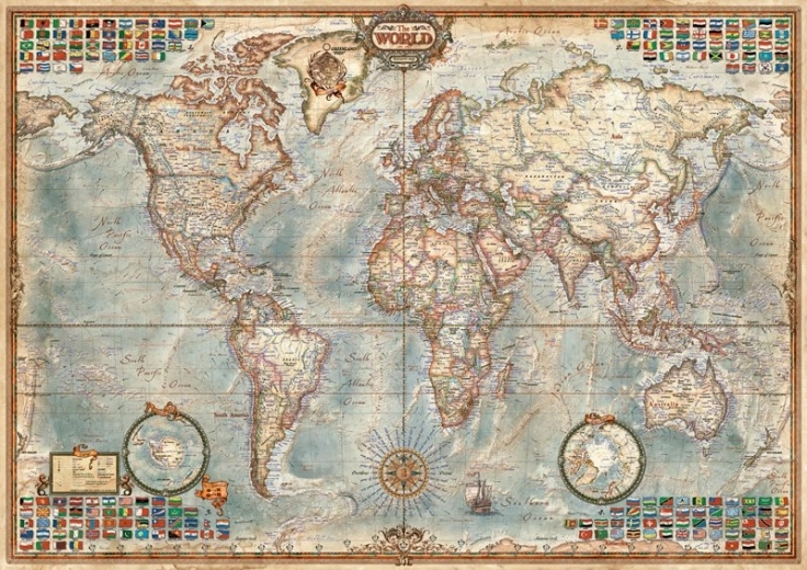 Puzzle Régi politikai világtérkép 1500 darab EDUCA
