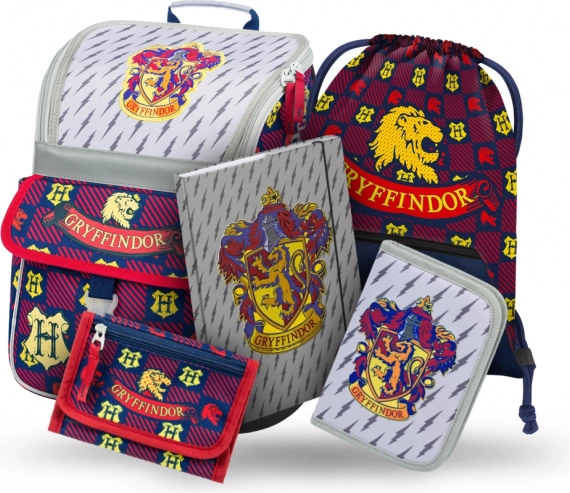 BAAGL Zippy Harry Potter Griffendél iskolai szett – iskolatáska, tolltartó, tornazsák, mappák és nyakba akasztható pénztárca
