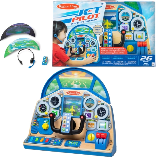 Melissa & Doug interaktív pilótafülke – fa repülőgép-vezérlőpanel