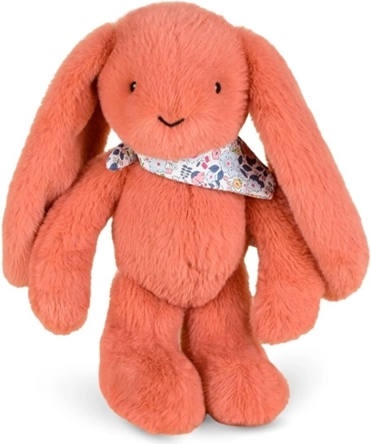 Doudou plüss nyuszi virágmintás terrakotta kendővel, 35 cm
