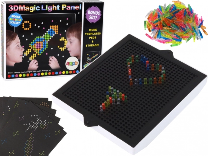 Mágikus világító 3D tábla csapokkal, 276 darab