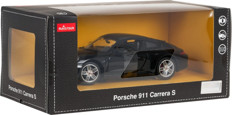 Fekete Porsche 911 fémmodell 1:24 méretarányban, RASTAR