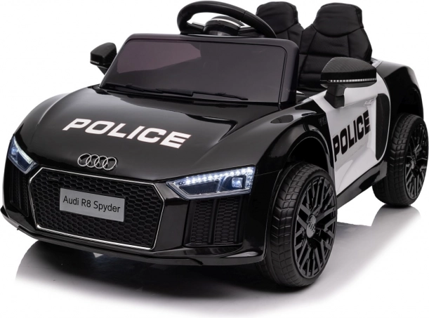 Gyerek rendőrségi AUDI R8 elektromos kisautó, akkumulátoros, távirányítóval, EVA kerekekkel, lágy indulással, MP3-mal és LED-del
