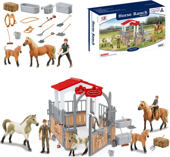 Woopie istálló és karám lovaknak – 18 darabos figura készlet