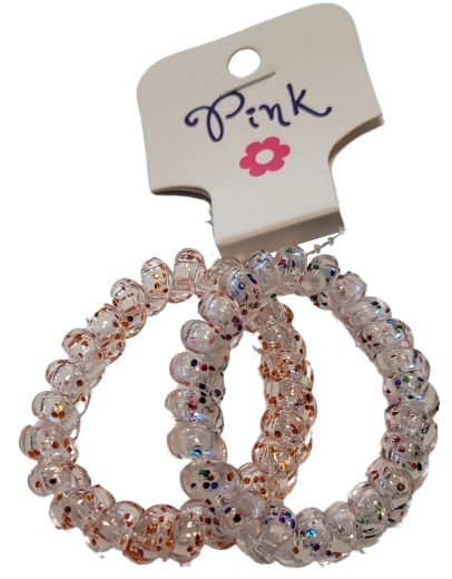 PINK csillámos spirál hajgumik 2 db