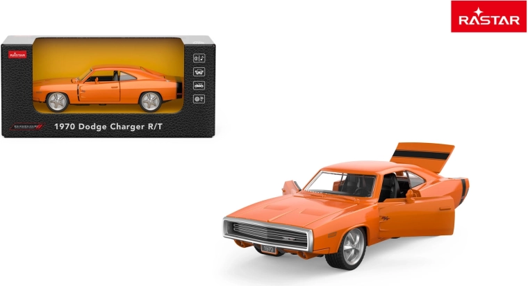 Fém kisautó Rastar 1970 Dodge Charger R/T 1:36 narancssárga – 1 db