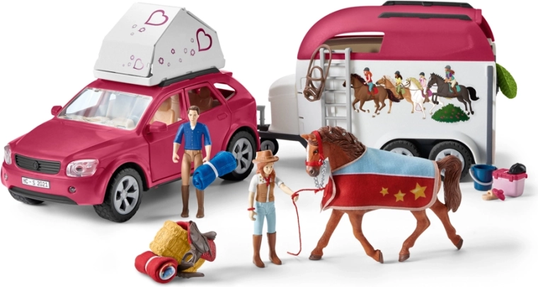 Schleich Horse Club kalandos SUV lóutánfutóval és figurákkal
