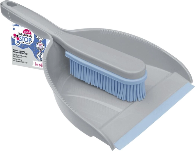 Bacteria Stop gumis seprű és lapát, világosszürke