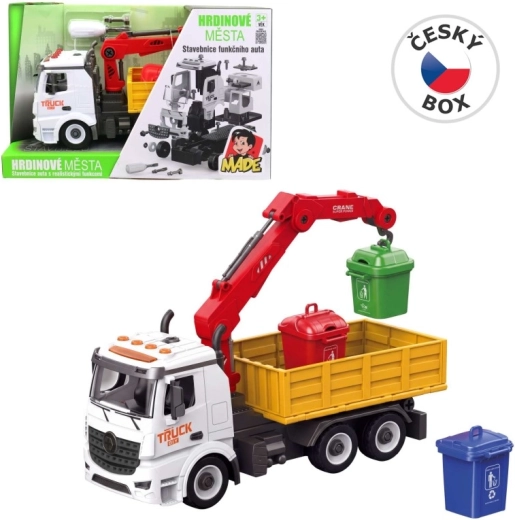 Összeszerelhető szemetesautó fénnyel és hanggal 30 cm