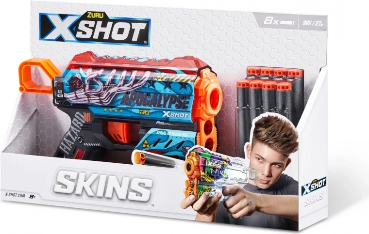X-SHOT SKINS FLUX habszivacslövedékes pisztoly, 8 lövedék