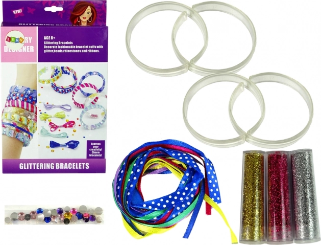 DIY karkötőkészítő készlet csillámmal és szalagokkal