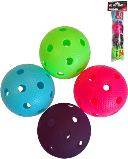 Freez IFF-tanúsítvánnyal rendelkező floorball labdák, 4 db-os készlet – vegyes színek