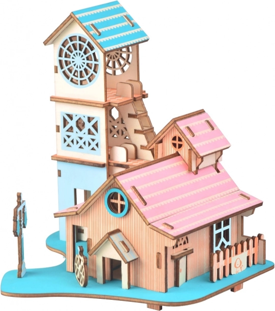 Woodcraft Fából készült 3D puzzle Ház a folyó mellett