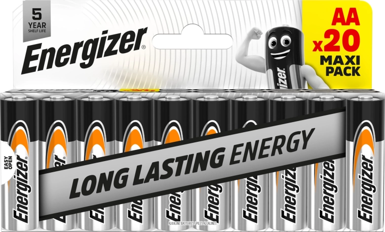 Energizer Everyday AA alkáli elemek 1,5 V – 20 darabos csomag