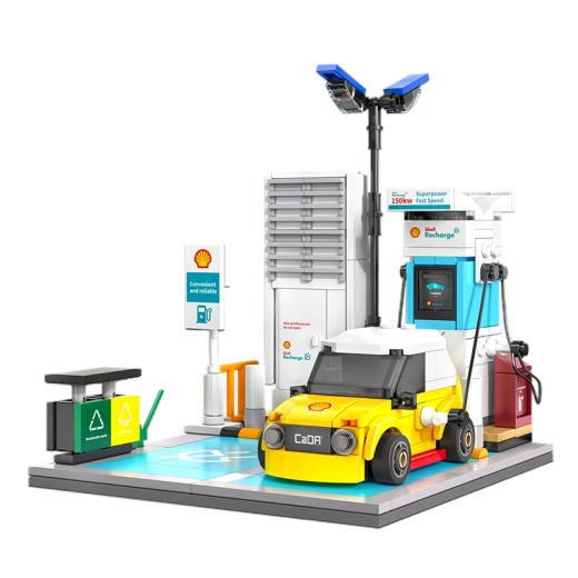 Valósághű állomás működő töltőkábellel