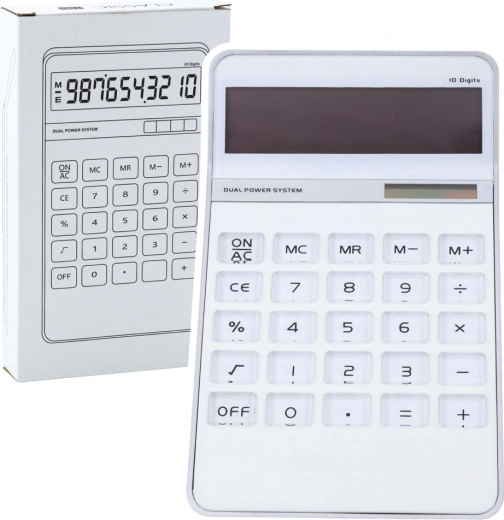 Fehér irodai számológép 10 számjegyű kijelzővel