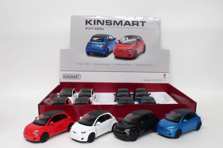 Fiat 500e autómodell 1:28 hajtással (12 db-os eladói displayben)