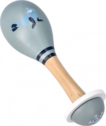Fa maracas fóka motívummal gyerekeknek 16 × 5 cm