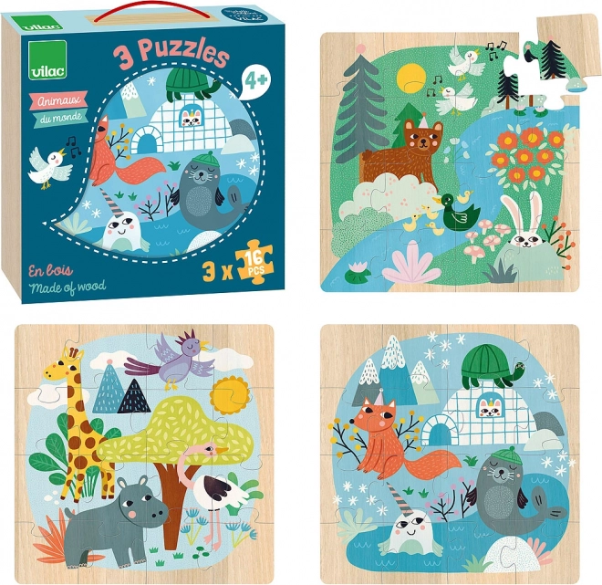 Fa puzzle Világállatok