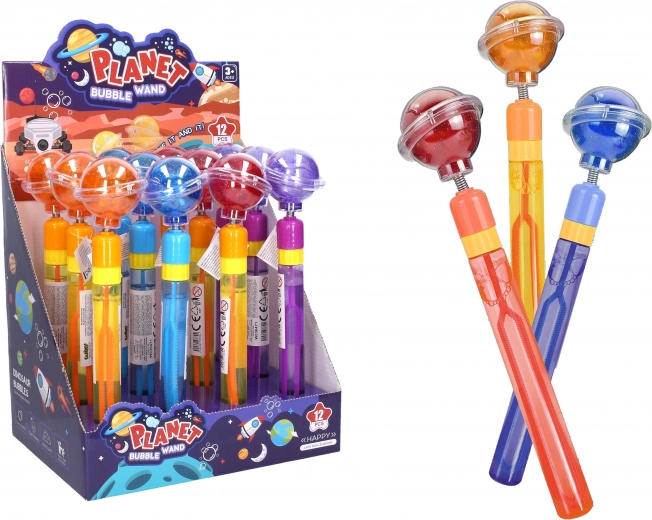 Világító bolygós buborékfújó, 70 ml, 28 cm