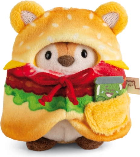 Nici MyMochi plüss tigris Tiggy 8 cm hamburger jelmezzel és mini uborkával, ajándékszett
