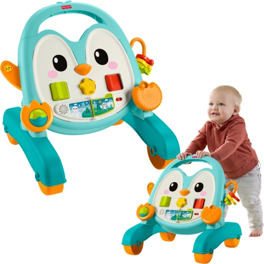Fisher-Price zenélő bébitaxi és tologatós járássegítő pingvin 2 az 1-ben