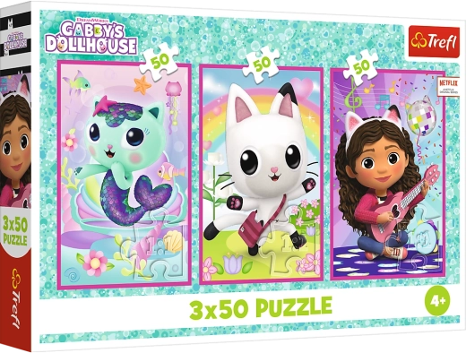 Puzzle 3x50 - Gabby babaháza: Ismerkedj meg Gabby-val és a cicákkal