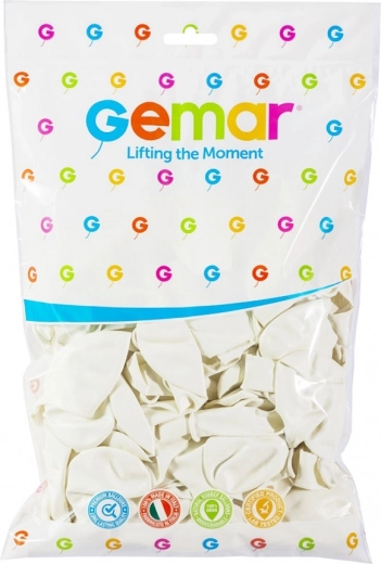 Pasztell fehér lufik 26 cm GODAN (100 db)
