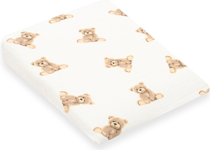 Muszlin huzat gyerek ék párnára – NEW BABY Standard 30×37 cm, maci minta
