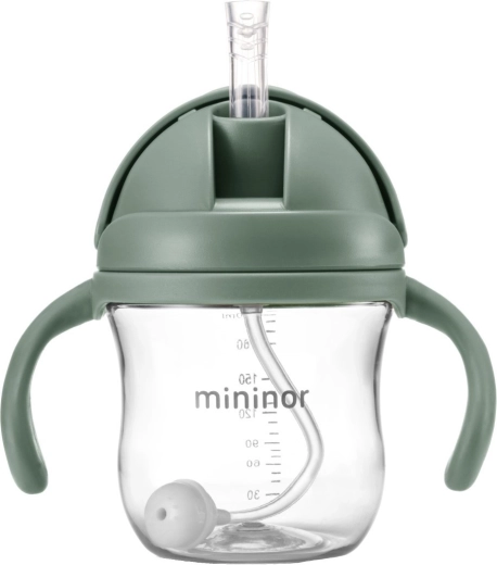 Mininor itatópohár tritán szívószállal Willow Green 330 ml