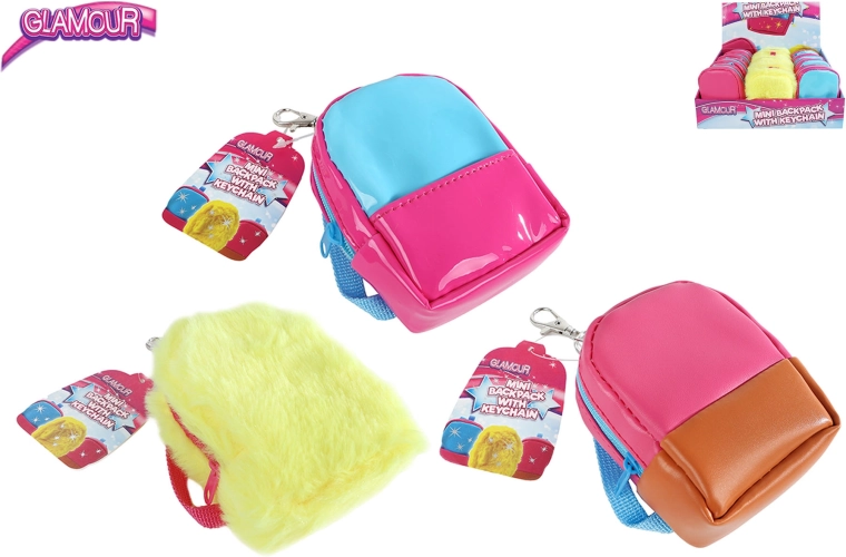Glamour mini hátizsák kulcstartóval, 10 cm