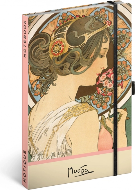 Notique jegyzetfüzet Alfons Mucha – Primula, pontozott 13 × 21 cm