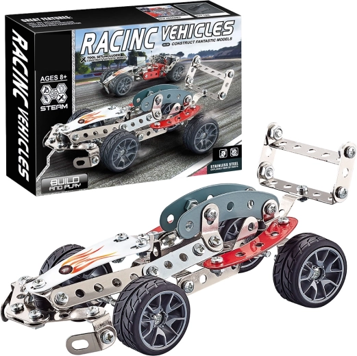 Fém építőkészlet versenyautóhoz, 146 db